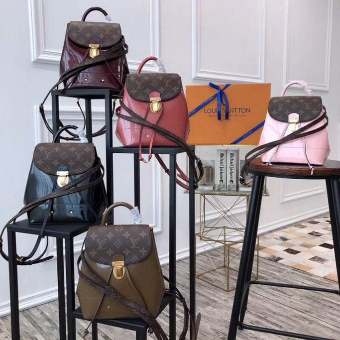 Replica LV Backpack Bags HOT SPRINGS Patent Leather