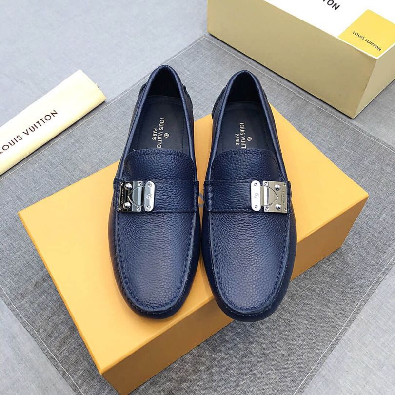 Replica 2019 LV Leather Black Men Loafers