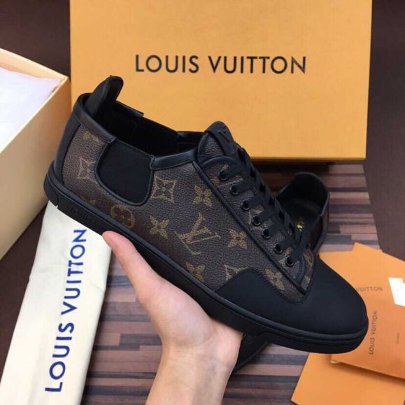 Replica LV Monogram Men Casual Leather Shoes