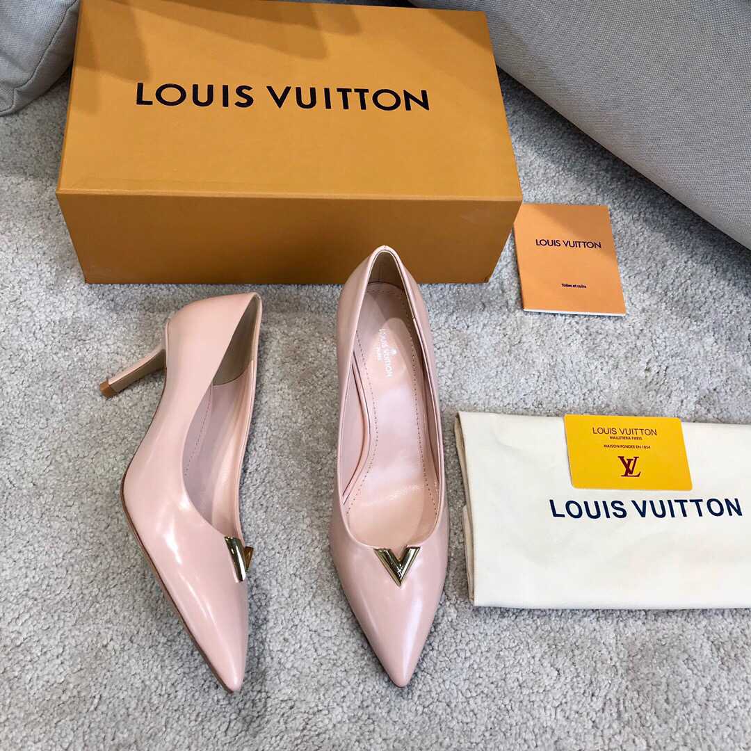 Replica LV 2019 NEW Women Leather Heel Shoes