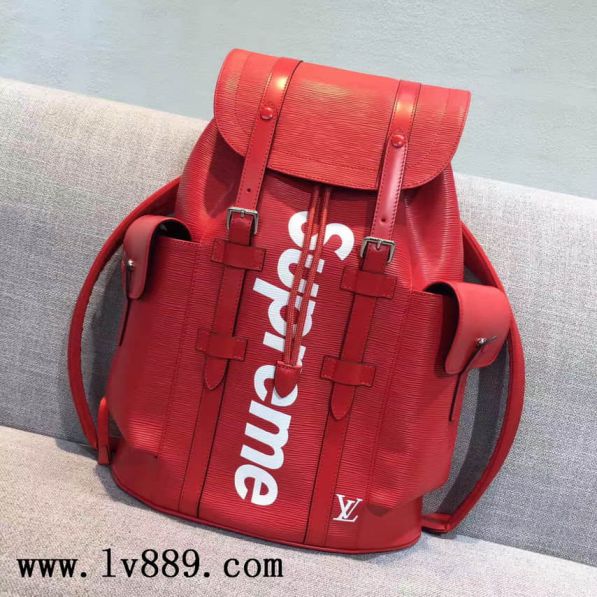 Replica LV supreme Limited Edition Red Epi M41709 Backpack Bags