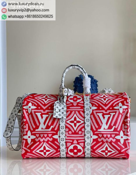 Replica Louis Vuitton Keepall BANDOULIeRE 45 M45472 Red PVC Travel Bags