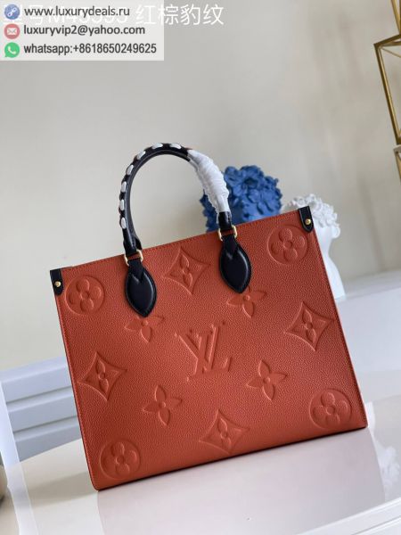 Replica Louis Vuitton Onthego MM M58521 Brown Leather Tote Bags