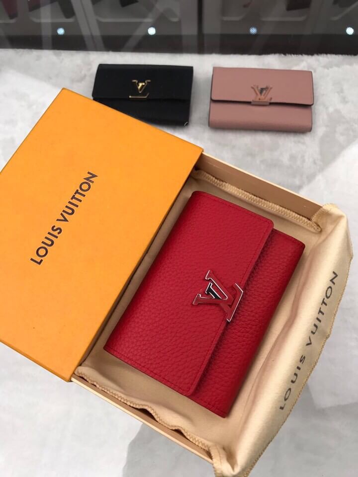 Replica Louis Vuitton LV Capsine M62158 Red Leather Wallets