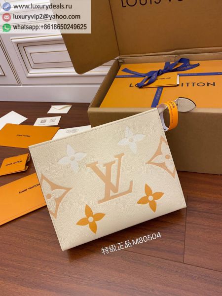Replica Louis Vuitton LV Toiletry Pouch 26 M80504 Beige Leather Clutch Bags
