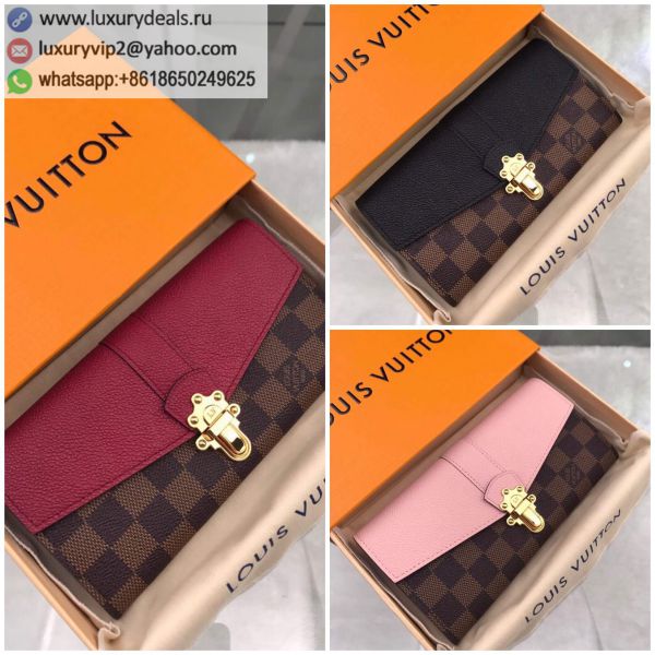 Replica Louis Vuitton LV Clapton N64447 N64448 N64449 Red, Pink, Black Leather Wallets