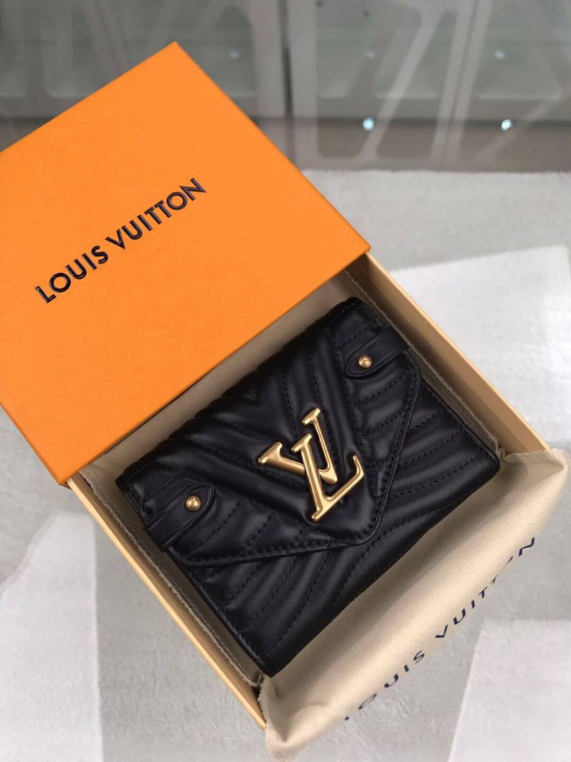 Replica Louis Vuitton LV New Wave Short M63427 Black Leather Wallets