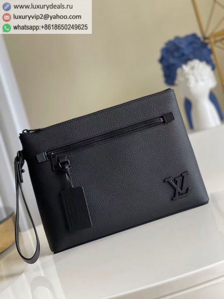 Replica Louis Vuitton LV Aerogram M69837 Black Leather Clutch Bags