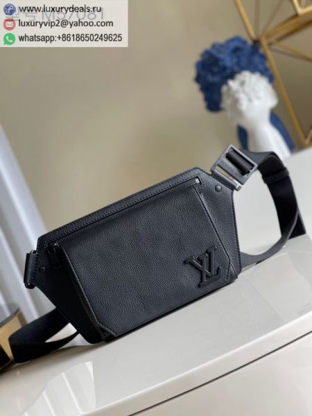 Replica Louis Vuitton LV Aerogram M57081 Black Leather Fanny Packs