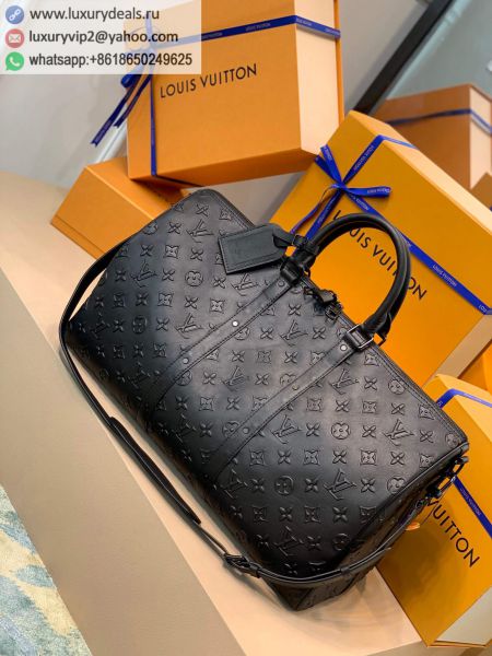 Replica Louis Vuitton LV Keepall Bandouliere 50 M57963 Black Leather Travel Bags