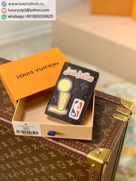 Replica Louis Vuitton LV x NBA M80615 Black Leather Wallets
