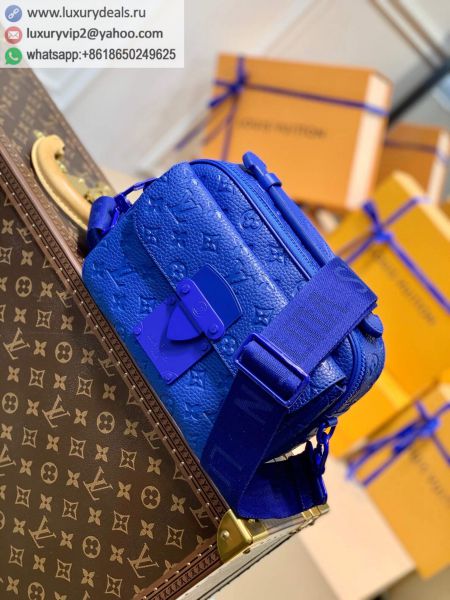 Replica Louis Vuitton LV S Lock Messenger M58488 Blue Leather Shoulder Bags
