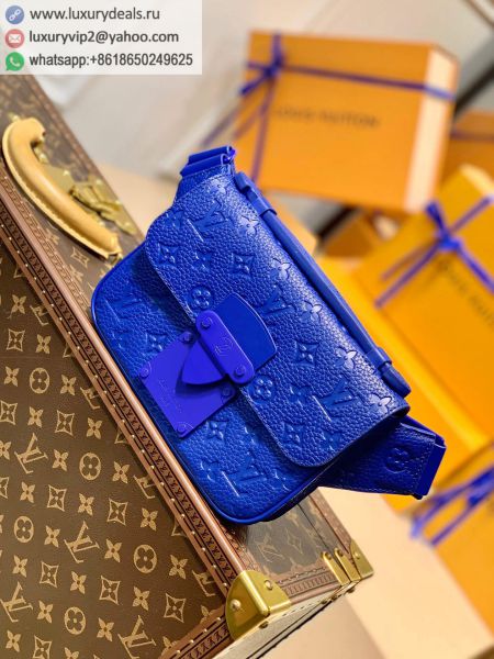 Replica Louis Vuitton LV S Lock Sling Bag M58486 Blue Leather Fanny Packs