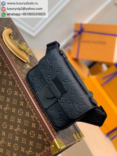 Replica Louis Vuitton LV S Lock Sling Bag M58487 Black Leather Fanny Packs