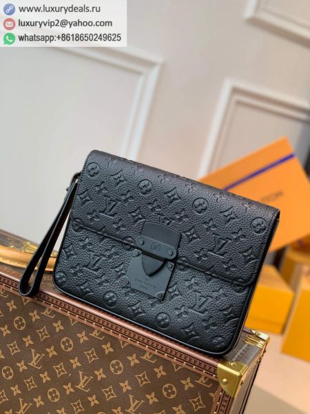 Replica Louis Vuitton LV S Lock 4A M80582 Black Leather Clutch Bags