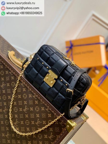 Replica Louis Vuitton LV Troca MM Trocadero Camera Bags M59114 Black Sheepskin Shoulder Bags