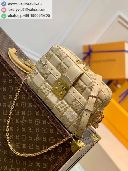 Replica Louis Vuitton LV Troca MM Trocadero Camera Bags M59111 Apricot Sheepskin Shoulder Bags