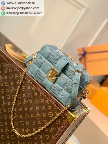 Replica Louis Vuitton LV Troca PM Trocadero Camera Bags M59115 Blue Sheepskin Shoulder Bags