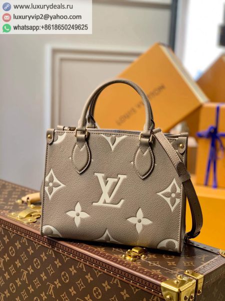 Replica Louis Vuitton LV Onthego PM Tote M45779 Gray Leather Tote Bags