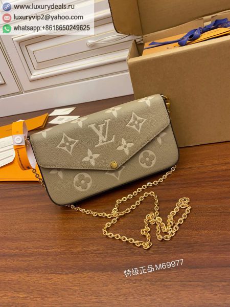 Replica Louis Vuitton LV Felicie Pochette Three in One Chain M69977 Gray Leather Wallets