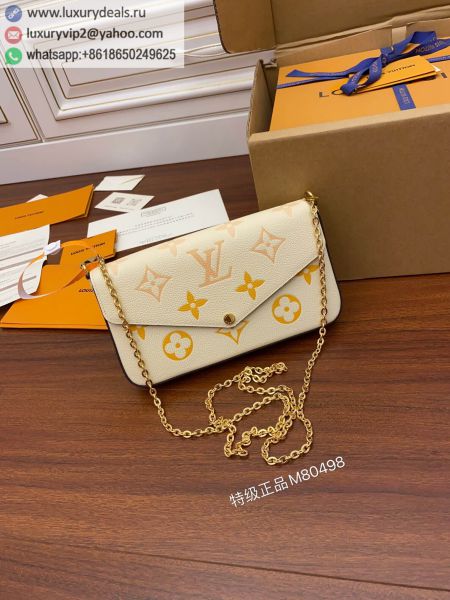 Replica Louis Vuitton LV Felicie Pochette Three in One Chain M80498 Apricot Leather Wallets