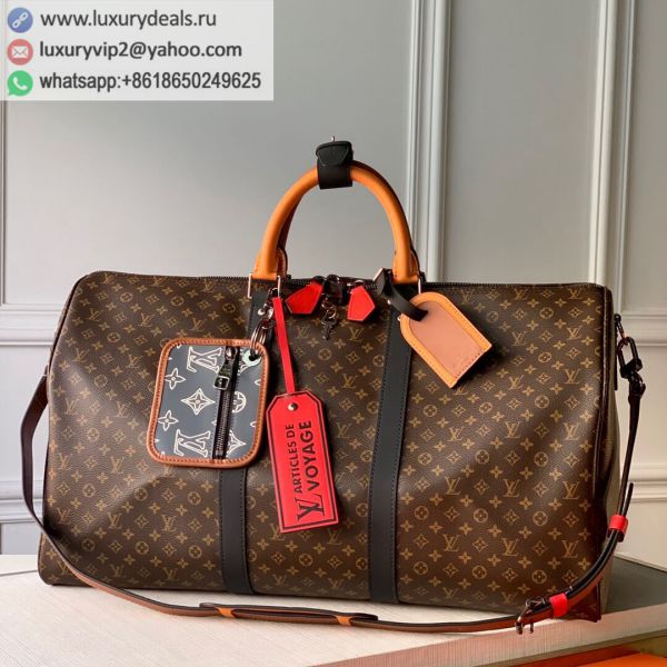Replica Louis Vuitton LV Keepall Bandouliere 50 M56855 PVC Travel Bags