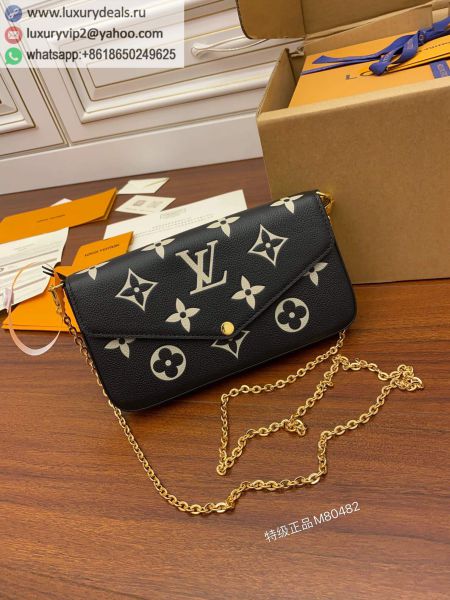Replica Louis Vuitton LV Felicie Pochette Three in One Chain M80482 Black Leather Wallets