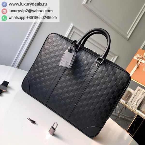 Replica Louis Vuitton LV Porte Documents Voyage N41146 Black Leather Briefcases