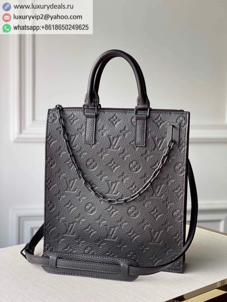 Replica Louis Vuitton LV Sac Plat bag M55924 Black Leather Tote Bags