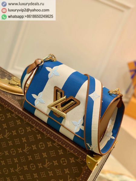 Replica Louis Vuitton LV Twist MM bag M57659 Blue Embroidery Shoulder Bags