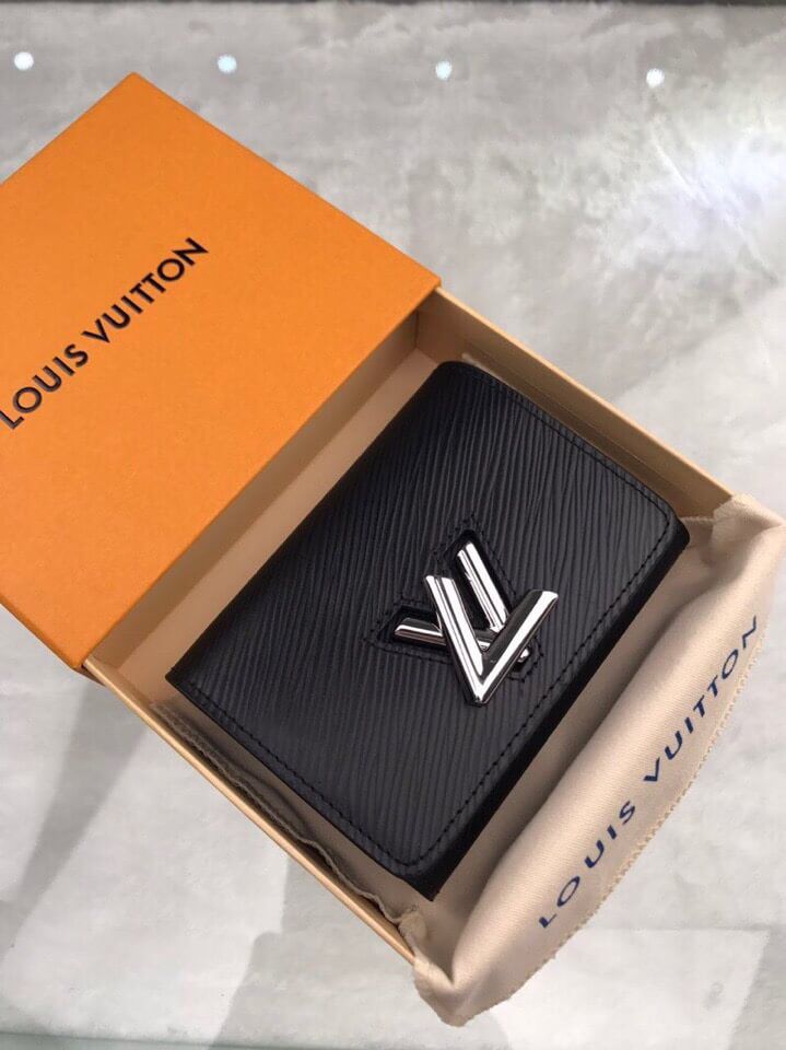 Replica Louis Vuitton LV Twist compact wallet M64414 Black Epi Wallets