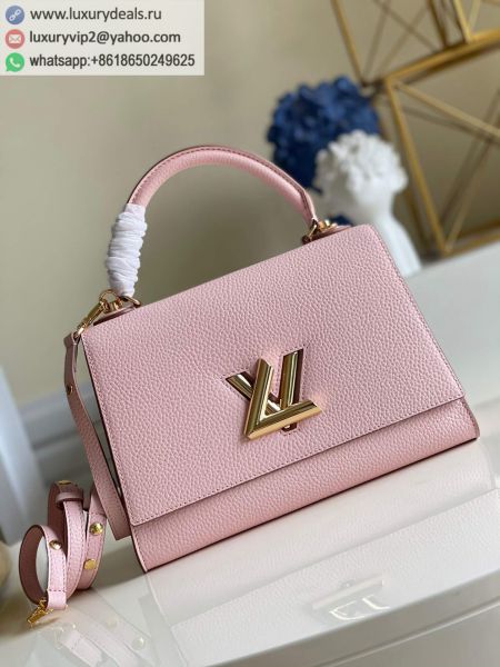 Replica Louis Vuitton LV Twist One Handle MM Bag M57092 Pink Leather Tote Bags