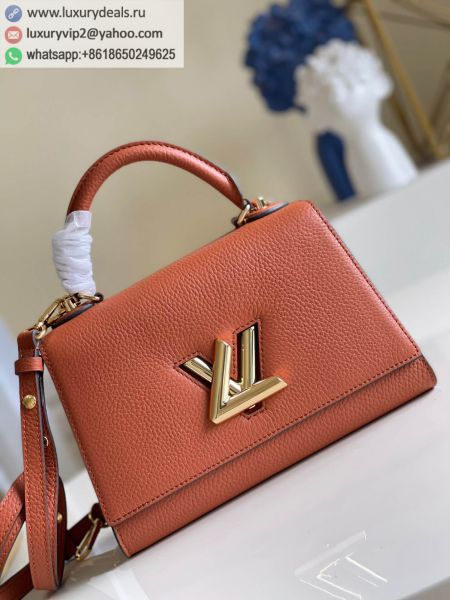 Replica Louis Vuitton LV Twist One Handle PM Bag M57897 Caramel Color Leather Tote Bags