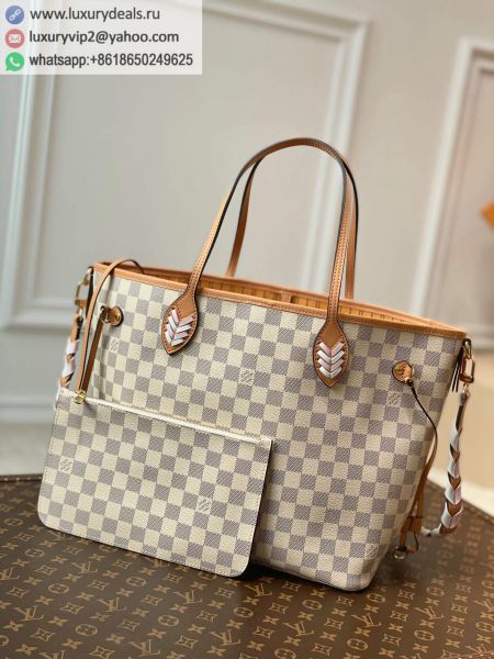 Replica Louis Vuitton LV Neverfull MM N50047 White PVC Shopping Bags