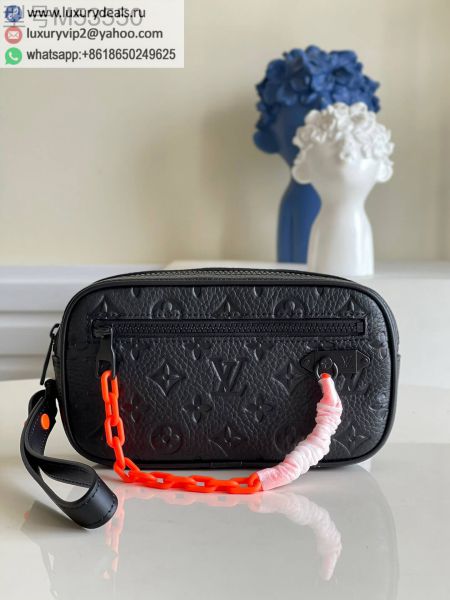 Replica Louis Vuitton LV Virgil Abhol Chain M53550 Black Leather Clutch Bags