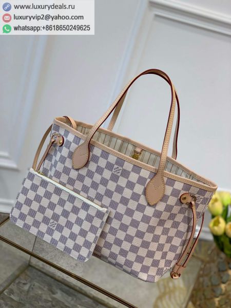 Replica Louis Vuitton LV Neverfull PM N41362 White PVC Shopping Bags