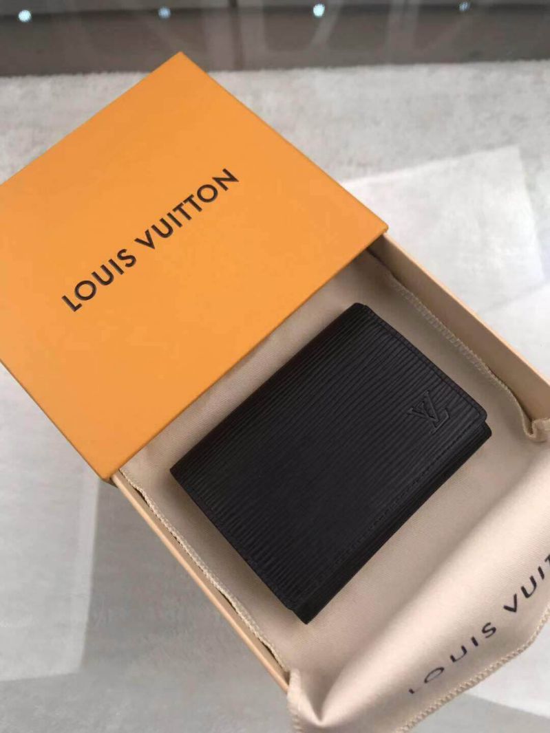 Replica Louis Vuitton LV Enveloppe Carte de Viste M62292 Black Epi Wallets