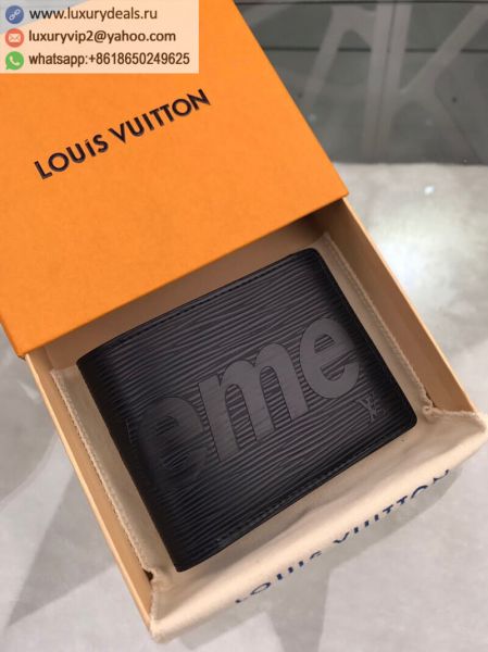 Replica Louis Vuitton LV x Supreme M60332 Black Epi Wallets
