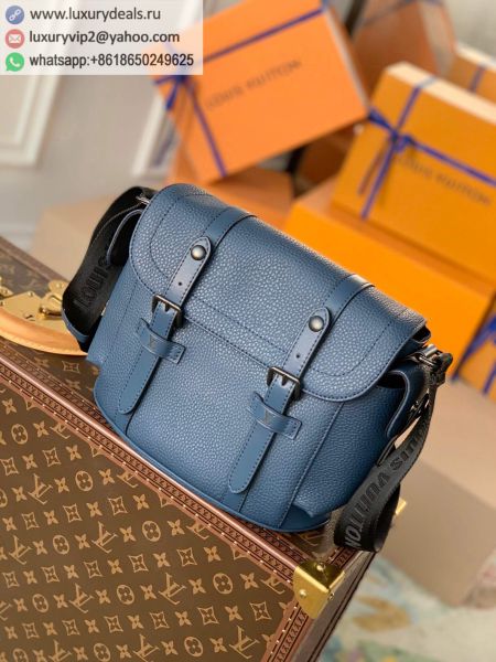 Replica Louis Vuitton LV Christopher Messenger M58475 Blue Leather Shoulder Bags