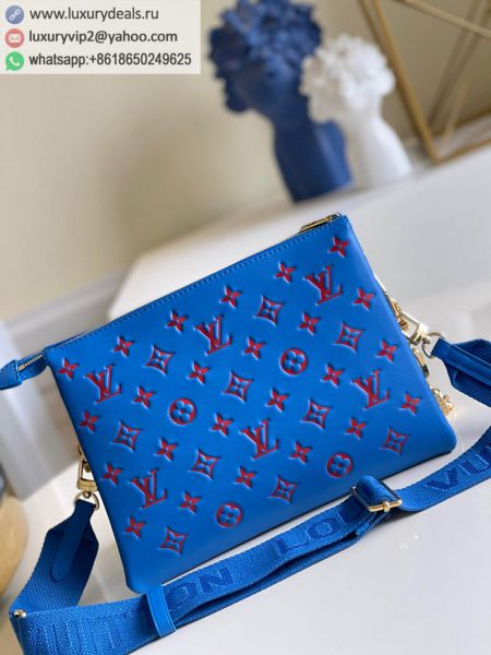 Replica LV Coussin PM handbag Chain Crossbody M58626 Blue Leather Shoulder Bags