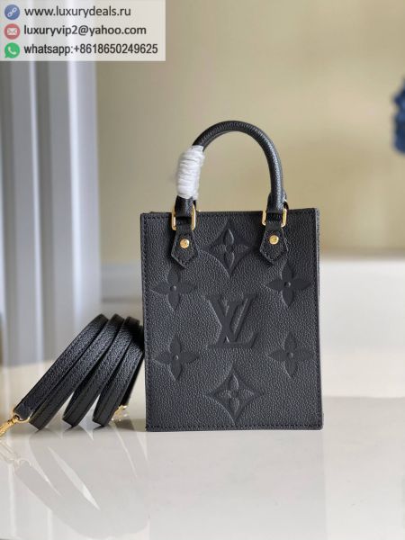 Replica Louis Vuitton LV Petit Sac Plat M80478 Black Leather Tote Bags