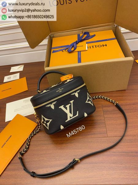 Replica Louis Vuitton LV Vanity PM M45780 Black Leather Makeup Bags