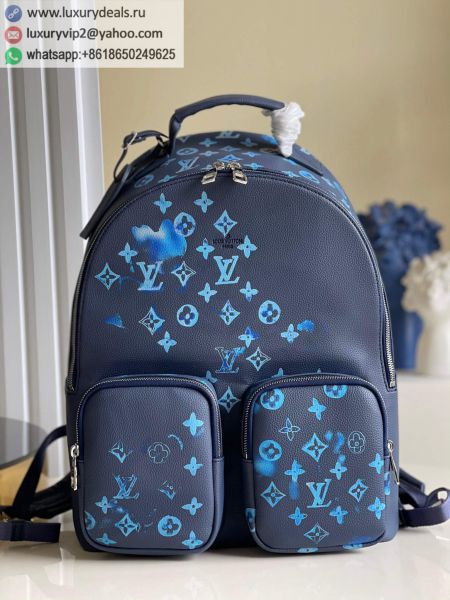 Replica Louis Vuitton LV Backpack Multipocket M57841 Blue Leather Backpacks