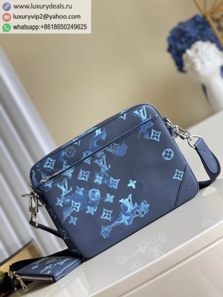 Replica Louis Vuitton LV Trio Messenger M57840 Blue Leather Shoulder Bags