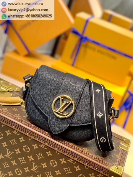 Replica Louis Vuitton LV Pont 9 Soft PM M58727 Black Leather Shoulder Bags