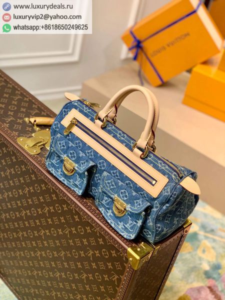 Replica Louis Vuitton LV Retro M95019 Blue Denim Tote Bags
