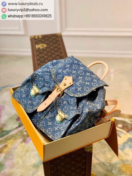 Replica Louis Vuitton LV Retro M44460 Blue Denim Backpacks