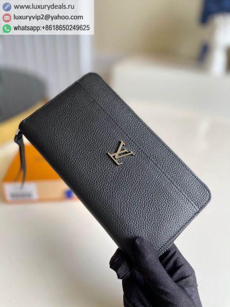 Replica Louis Vuitton LV Lockme Zippy wallet M62622 Black Leather Wallets