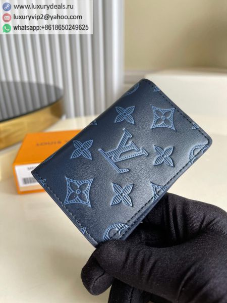 Replica Louis Vuitton LV Pocket Organizer M80421 Blue Leather Wallets