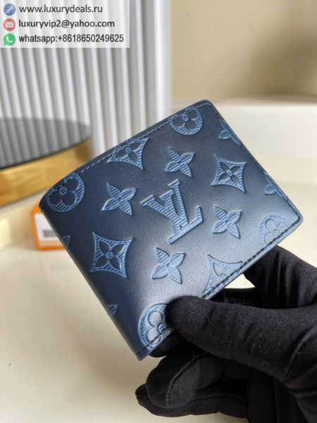 Replica Louis Vuitton LV Multiple Wallet M80422 Blue Leather Wallets